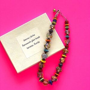 DIANNA J DINKA Clear Round Scribble Bead Necklace 17”